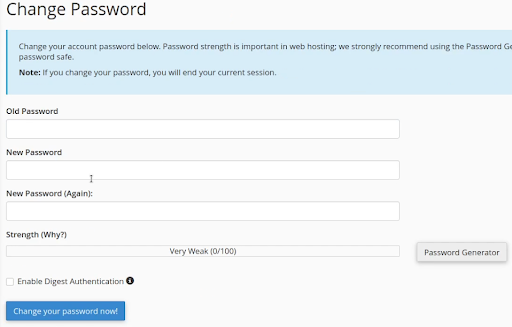 Enter a password manually or use the password generator. Enter a password manually or use the password generator.