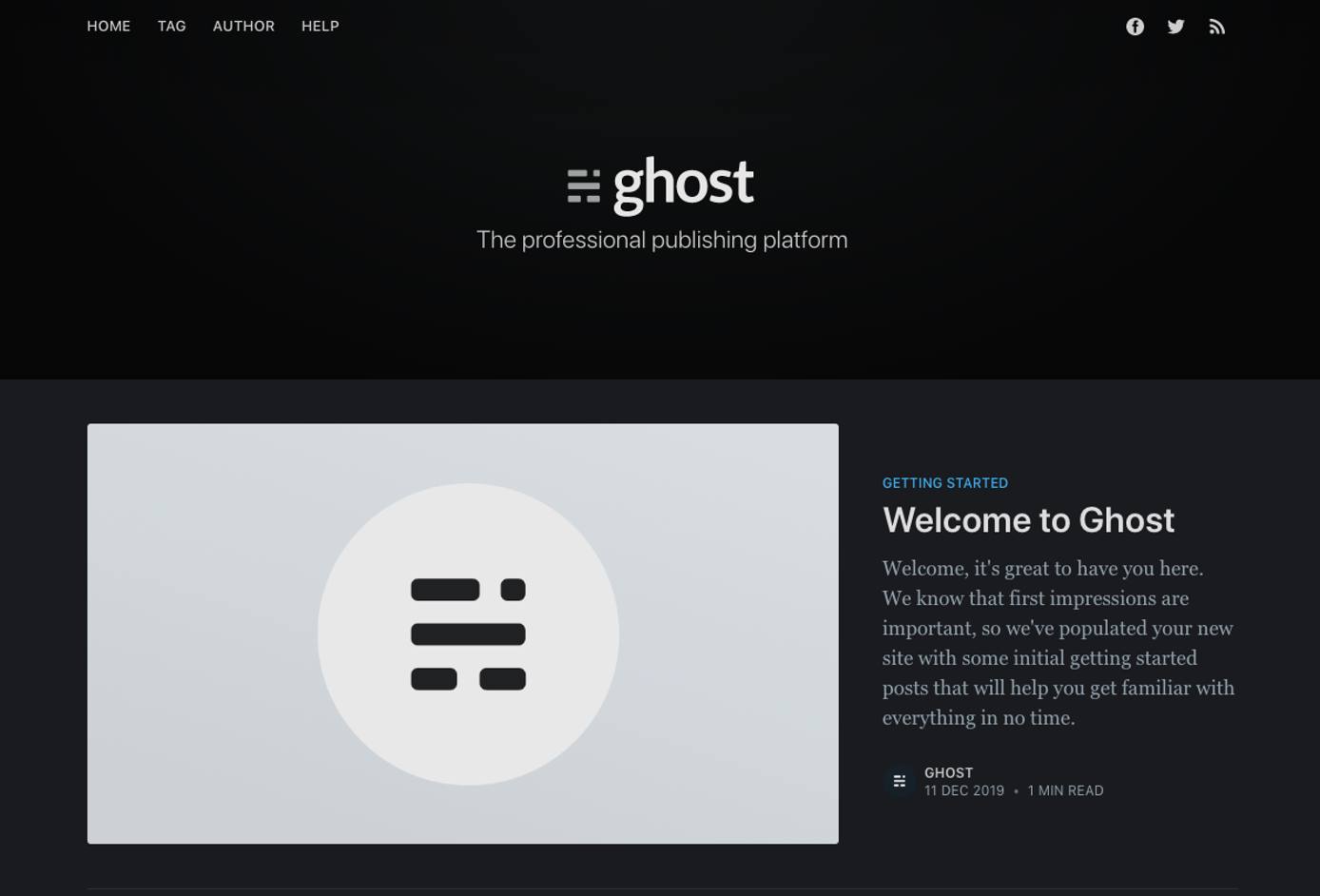 Ghost home page Ghost home page