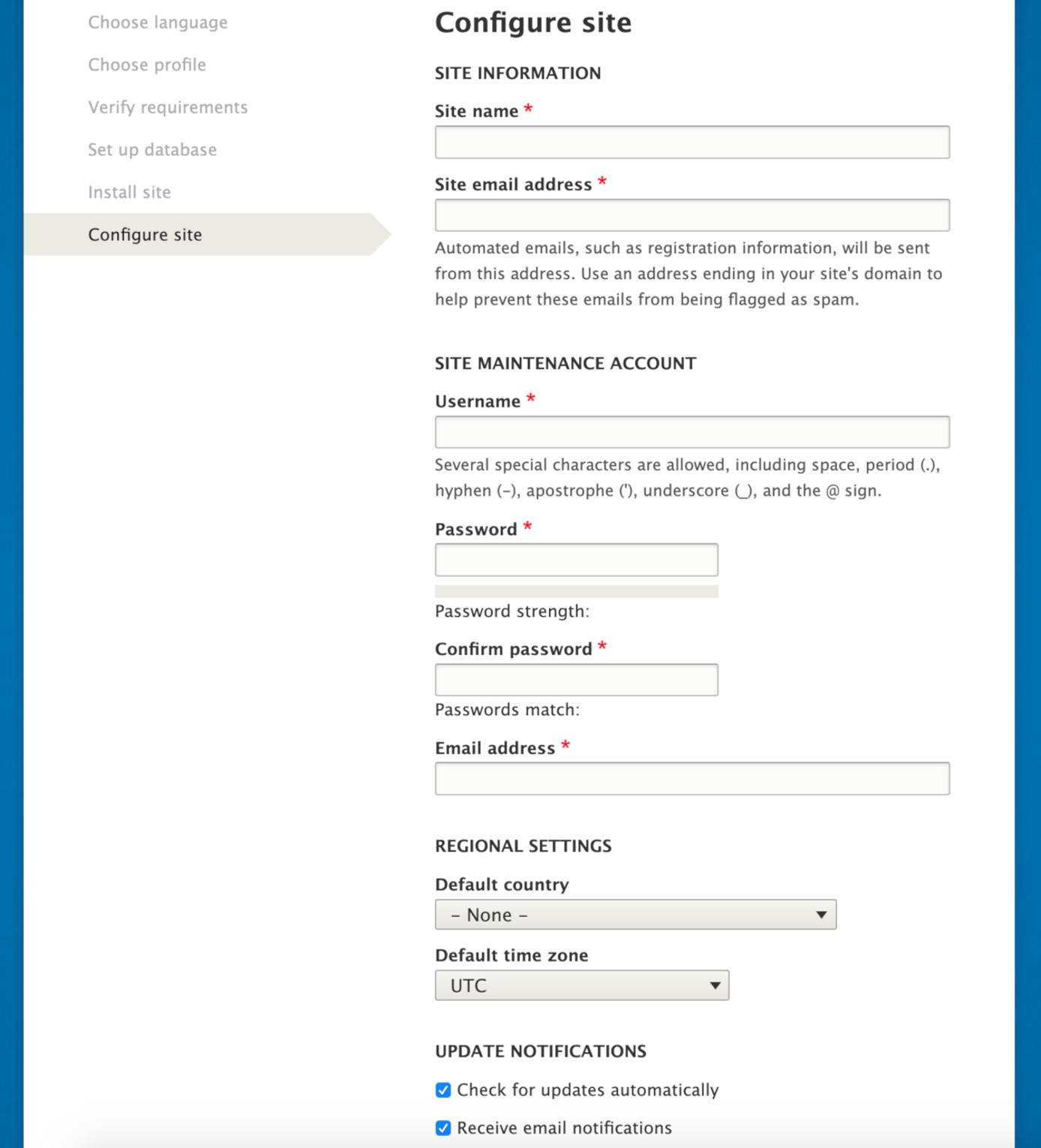 Drupal Site Configuration Drupal Site Configuration