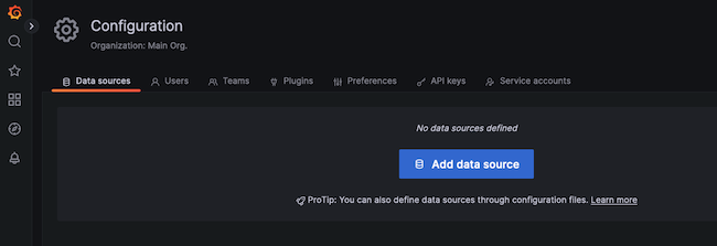Add a Grafana Data Source Button Add a Grafana Data Source Button