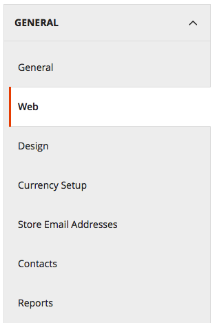 Select Web from the General menu. Select Web from the General menu.
