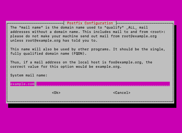 Postfix system mail name Postfix system mail name