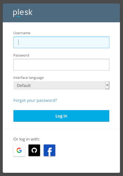 Plesk Login Screen Plesk Login Screen