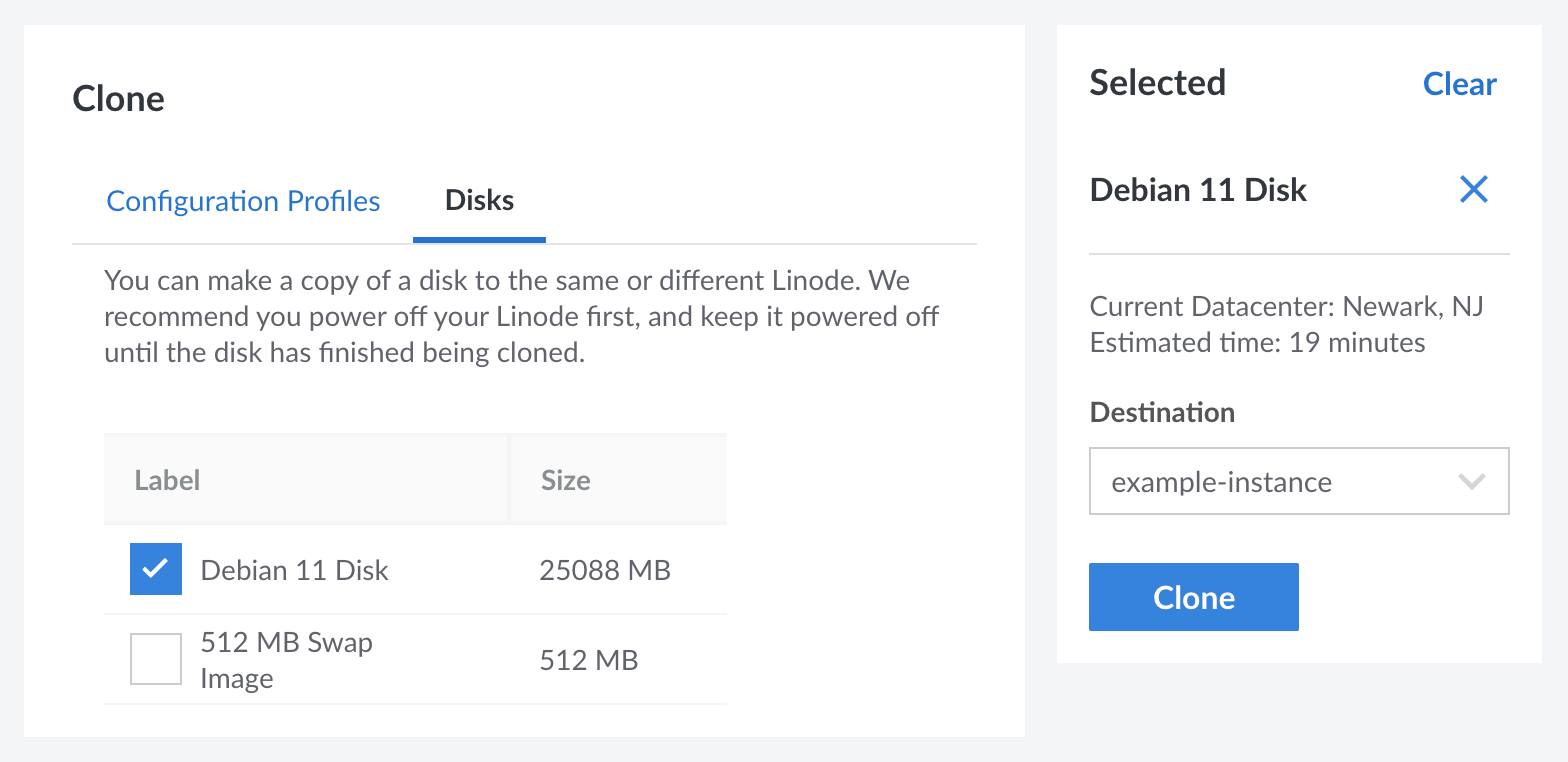 The Clone form in Cloud Manager The Clone form in Cloud Manager